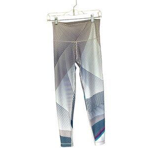 WITH Peloton Collab Leggings Quick Dry Sz Medium 7/8 Length in Gray Blue White